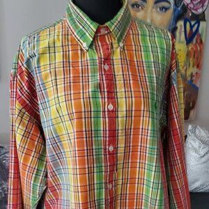 RALPH LAUREN POLO MULTI COLORED PLAID MEN'S LONG SLEEVE BUTTON DOWN SHIRT